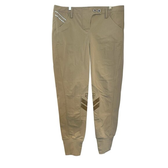 Horze English Riding Breeches Pants Brown Tan Rhinestone Embellished Size L NEW‎ - Picture 1 of 7